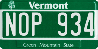 VT license plate NOP934
