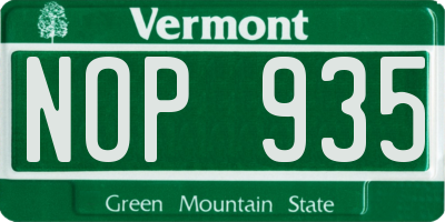 VT license plate NOP935