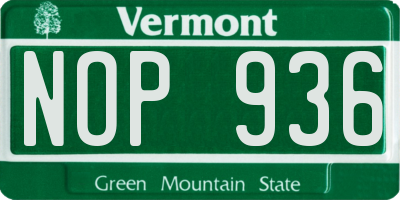 VT license plate NOP936