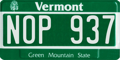 VT license plate NOP937
