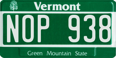 VT license plate NOP938