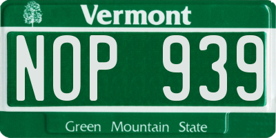 VT license plate NOP939