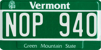 VT license plate NOP940