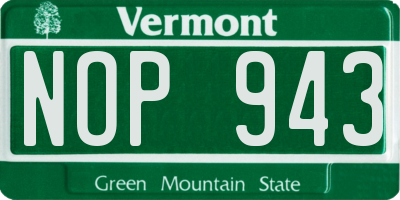 VT license plate NOP943