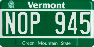 VT license plate NOP945