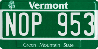 VT license plate NOP953