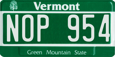 VT license plate NOP954