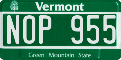 VT license plate NOP955