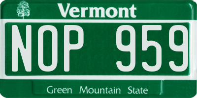 VT license plate NOP959