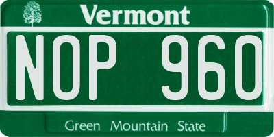 VT license plate NOP960