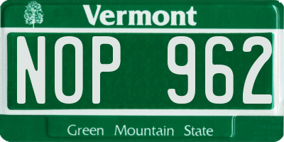 VT license plate NOP962