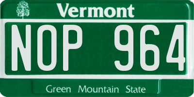 VT license plate NOP964