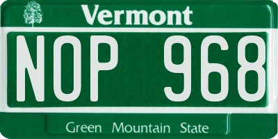 VT license plate NOP968