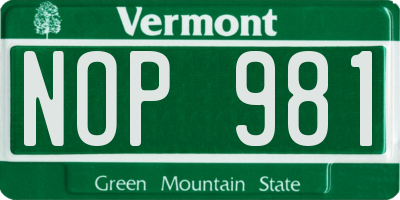 VT license plate NOP981