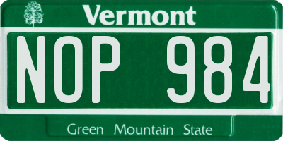 VT license plate NOP984