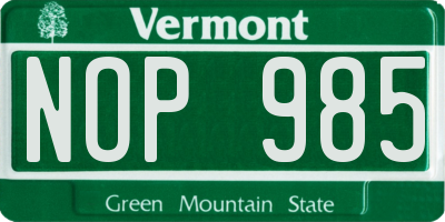 VT license plate NOP985