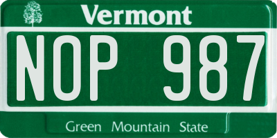 VT license plate NOP987
