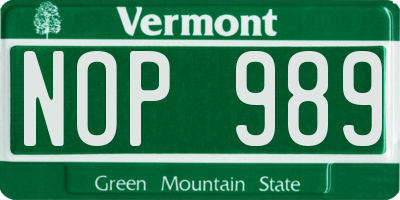 VT license plate NOP989