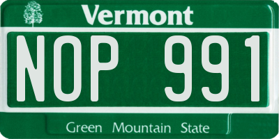 VT license plate NOP991