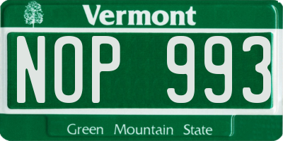 VT license plate NOP993