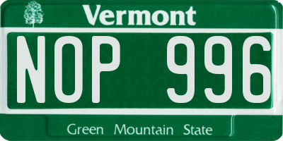 VT license plate NOP996