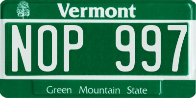 VT license plate NOP997