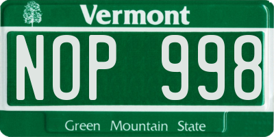 VT license plate NOP998