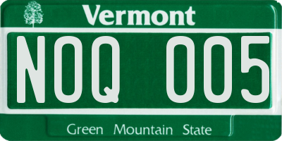 VT license plate NOQ005