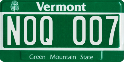 VT license plate NOQ007