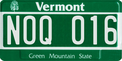 VT license plate NOQ016