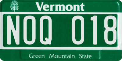 VT license plate NOQ018