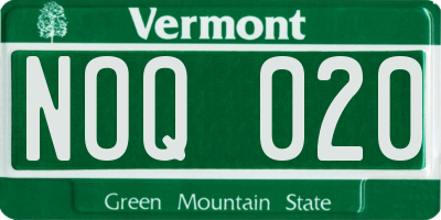 VT license plate NOQ020
