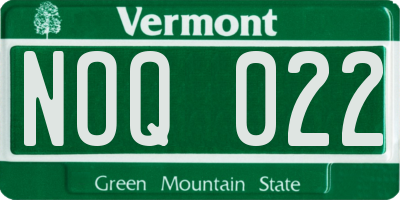 VT license plate NOQ022