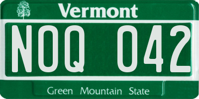 VT license plate NOQ042