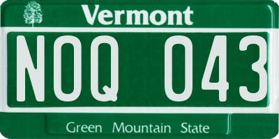VT license plate NOQ043