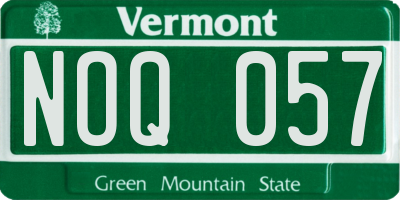 VT license plate NOQ057