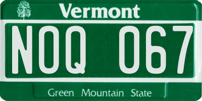 VT license plate NOQ067