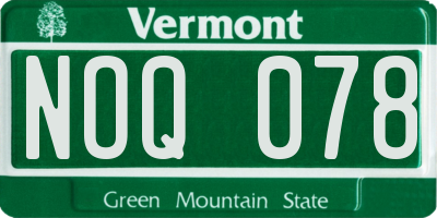VT license plate NOQ078