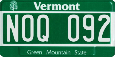 VT license plate NOQ092