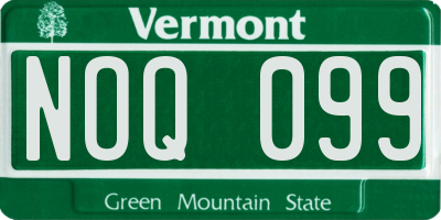 VT license plate NOQ099