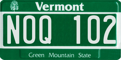 VT license plate NOQ102