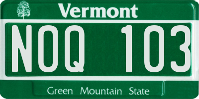VT license plate NOQ103