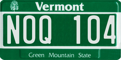 VT license plate NOQ104