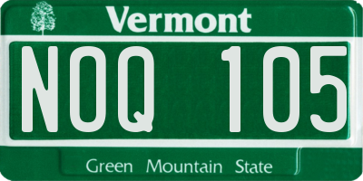 VT license plate NOQ105