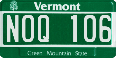 VT license plate NOQ106