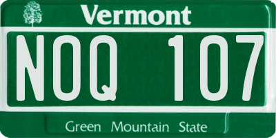 VT license plate NOQ107