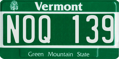 VT license plate NOQ139