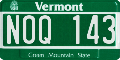 VT license plate NOQ143