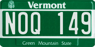 VT license plate NOQ149