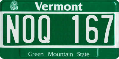 VT license plate NOQ167